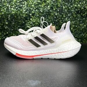 Adidas Ultraboost 21 Running Shoes Women's Size 5.5 White/Black/Solar Red New